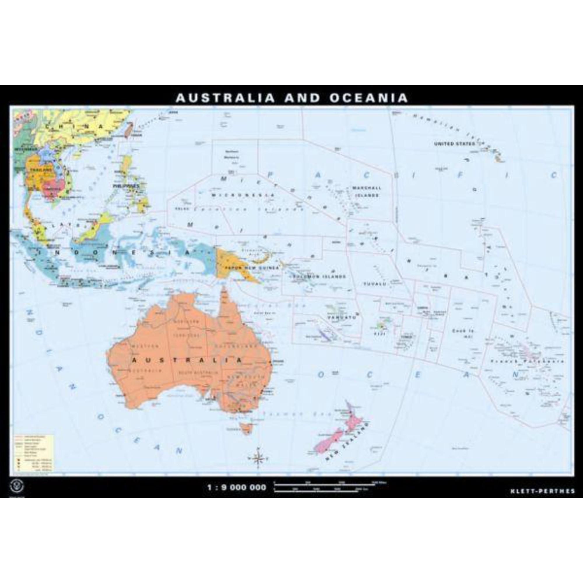 Klett Perthes Verlag Mapa De Australia Y Oceania F Sico Pol Tico P