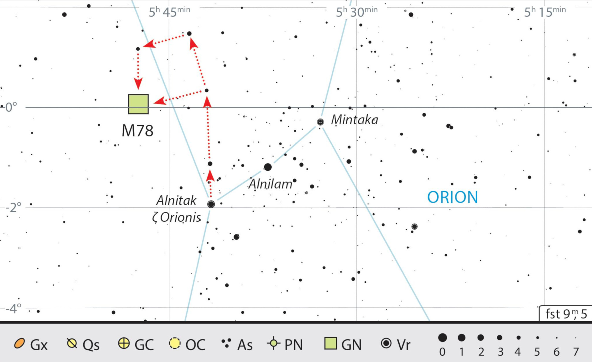 Mapa de M78 en Orión. J. Scholten