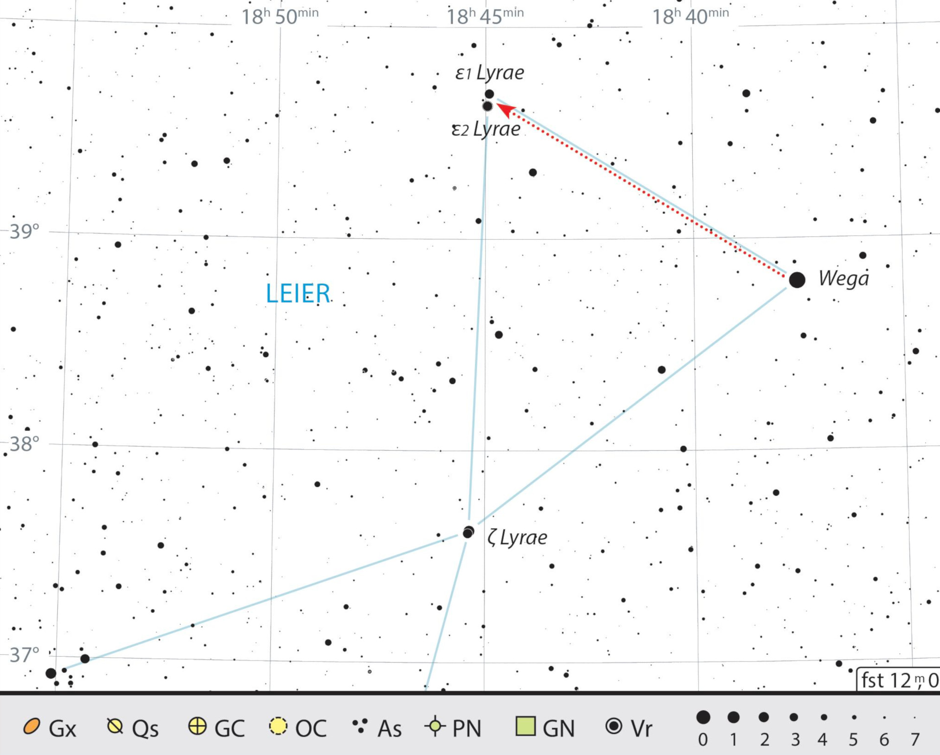  Mapa estelar de la doble doble ε Lyr. J. Scholten