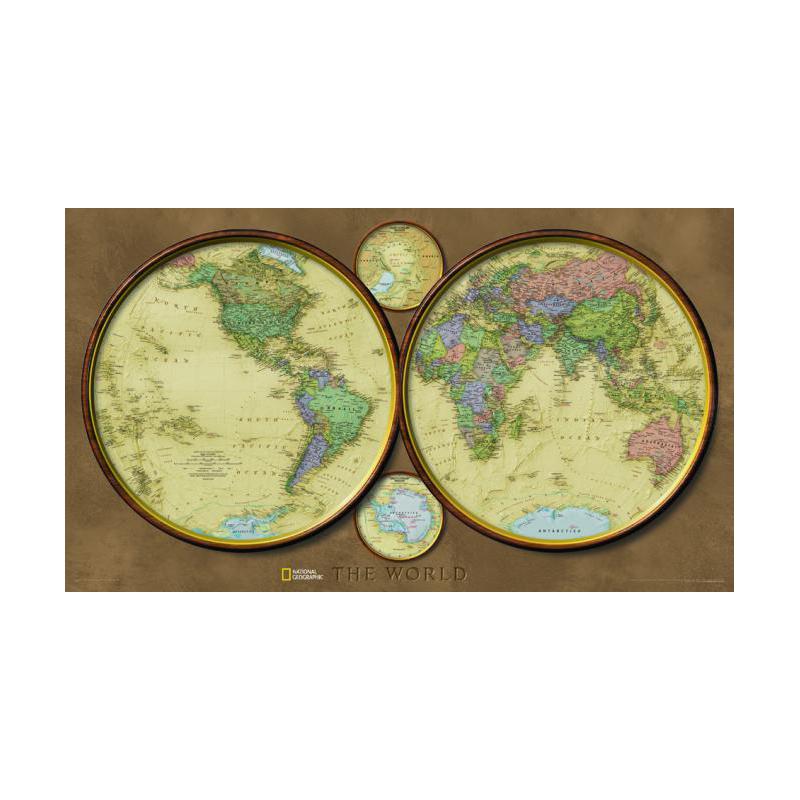 National Geographic Mapamundi Mapa de exploradores - Los hemisferios