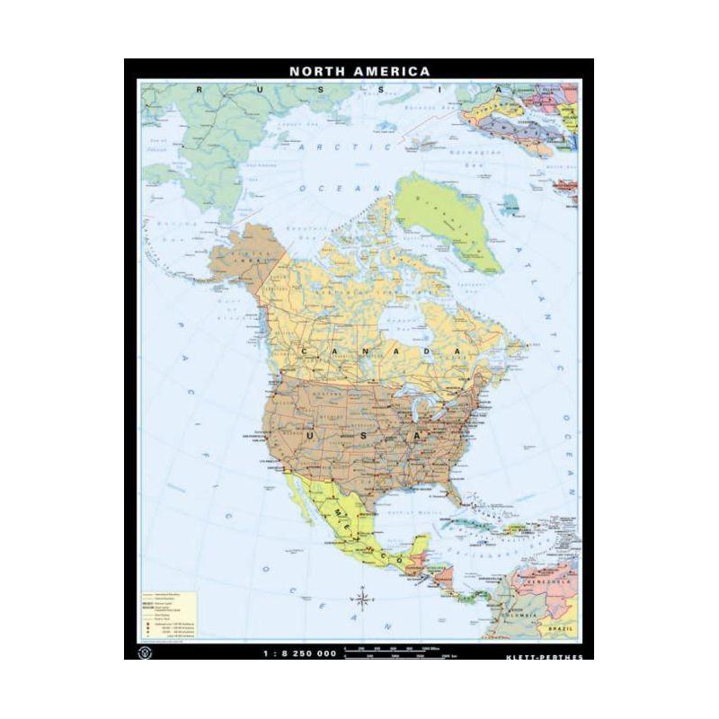 Klett-Perthes Verlag Mapa de Norteamérica, físico / político (P), de dos caras